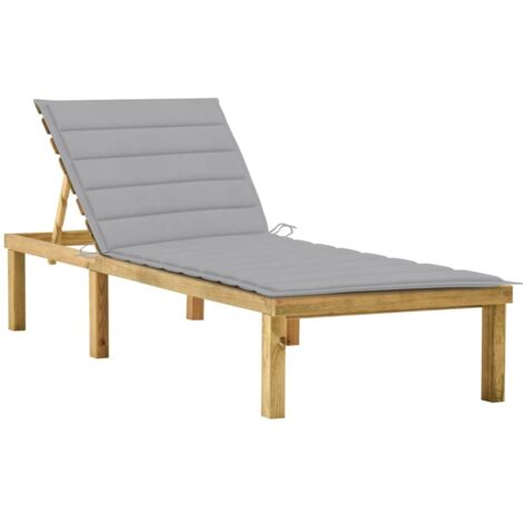 Chaise longue avec coussin gris Bois de pin imprégné (1/5)