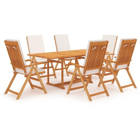 Salon de jardin 7 pcs avec coussins Bois de teck massif (1/5)