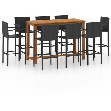 Ensemble de bar de jardin 9 pcs Noir 2 (1/5)