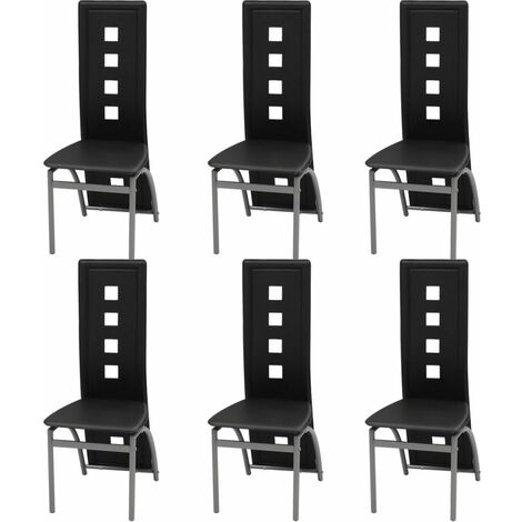 Chaises de salle à manger 6 pcs Noir Similicuir 35 (1/5)