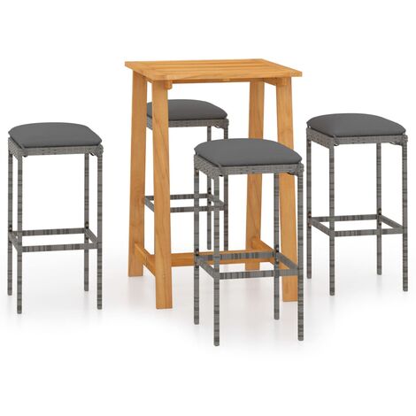 Ensemble de bar de jardin avec coussins 5 pcs Gris 6 (1/5)
