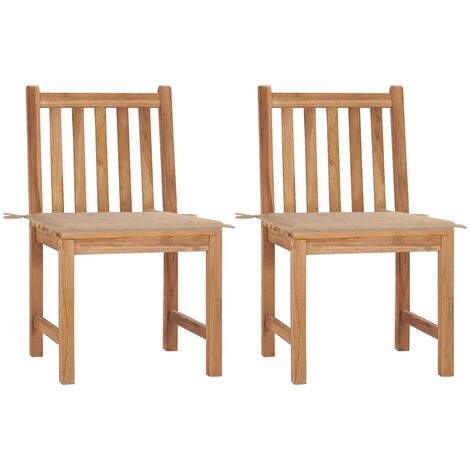 Chaises de jardin 2 pcs avec coussins Bois de teck massif 5 (1/5)