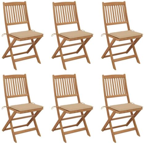 Chaises pliables de jardin 6 pcs avec coussins Bois d'acacia 105 (1/5)