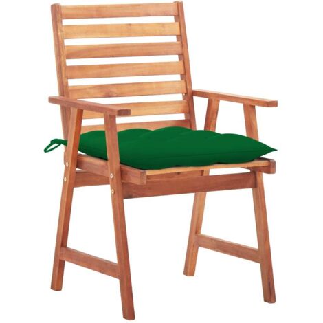 Chaises à dîner d'extérieur 3 pcs avec coussins Acacia massif 26 (1/5)