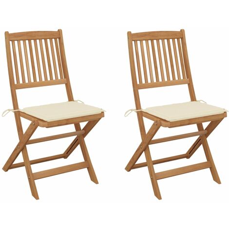 Chaises pliables de jardin 2 pcs avec coussins Bois d'acacia 5 (1/5)
