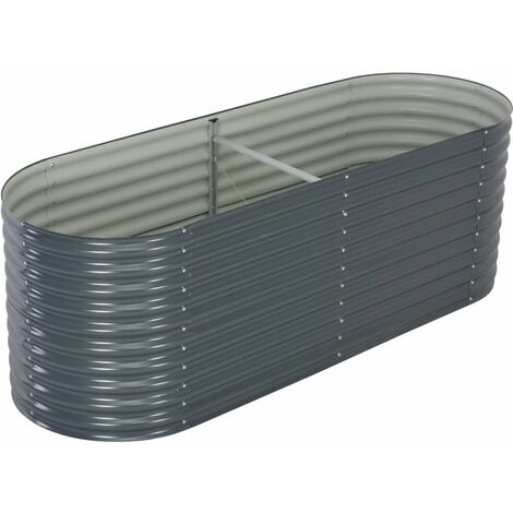 Lit surélevé de jardin 240x80x81 cm Acier galvanisé Gris (1/5)
