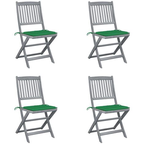 Chaises pliables d'extérieur 4 pcs avec coussins Bois d'acacia 16 (1/5)