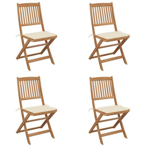 Chaises pliables de jardin 4 pcs avec coussins Bois d'acacia 47 (1/5)