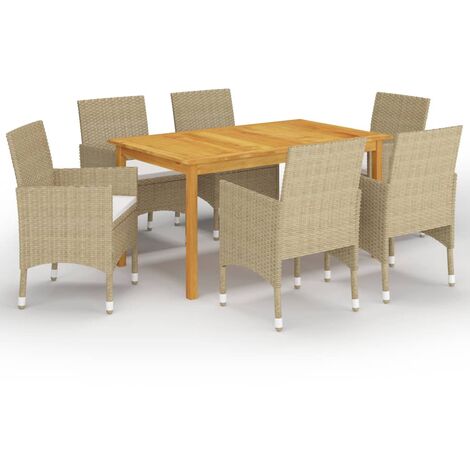 Ensemble de salle à manger de jardin 7 pcs Beige (1/5)