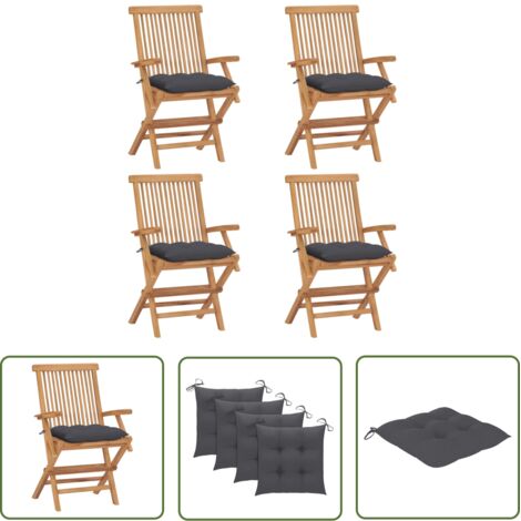 Furniture Limited - Chaises de jardin et coussins anthracite lot (1/5)