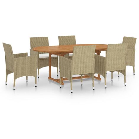 Ensemble de salle à manger de jardin 7 pcs Résine tressée Beige (1/5)