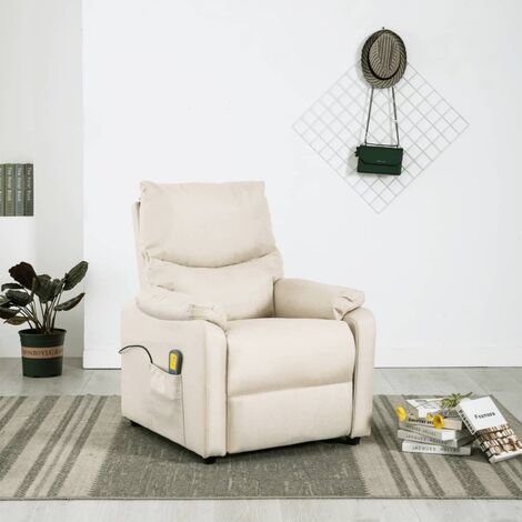 Fauteuil de massage inclinable électrique Crème Tissu 10 (1/5)