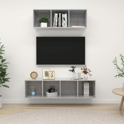Ensemble de meuble TV 2 pcs Gris béton (1/5)