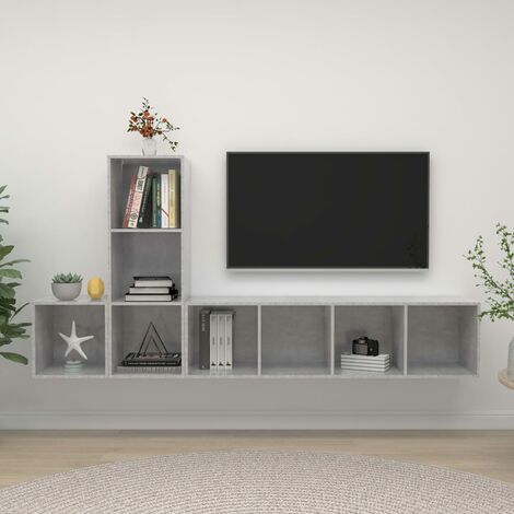 Ensemble de meuble TV 3 pcs Gris béton (1/5)