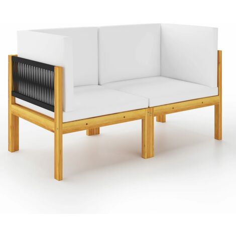Banc de jardin à 2 places avec coussins Bois d'acacia massif (1/5)