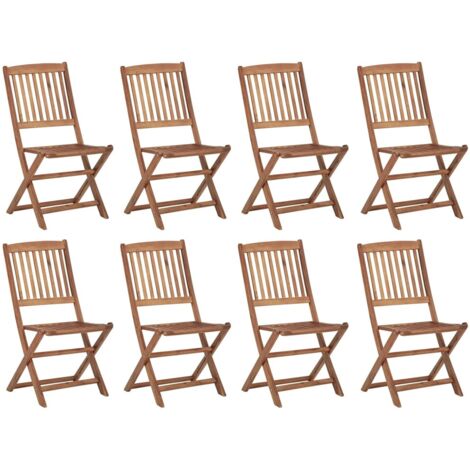 Chaises pliables d'extérieur avec coussins 8 pcs Bois d'acacia 47 (1/5)