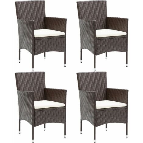 Chaises de salle à manger de jardin 4 pcs Résine tressée Marron (1/5)
