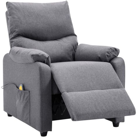 Fauteuil de massage inclinable électrique Gris clair Tissu 8 (1/5)