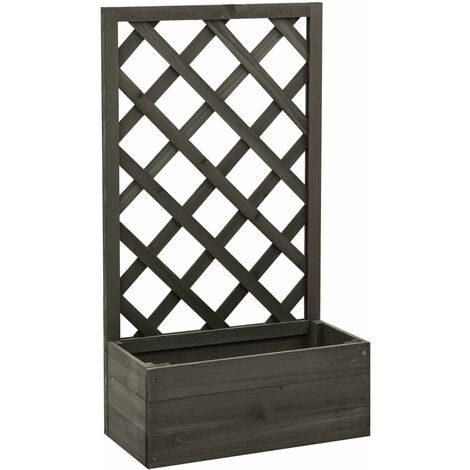 Jardinière à treillis de jardin Gris 50x25x90 cm Bois de sapin (1/5)