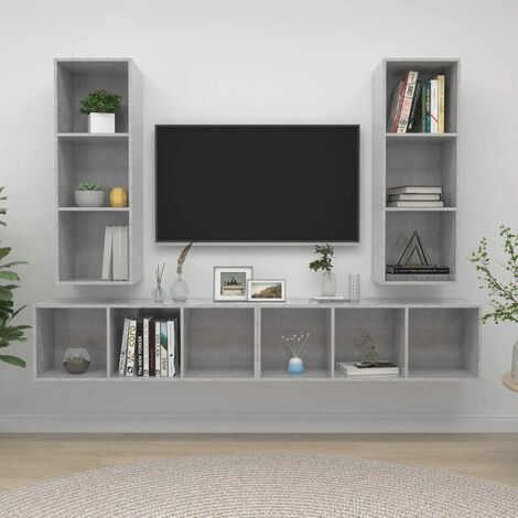 Meubles TV muraux 4 pcs Gris béton (1/5)