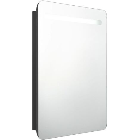 Armoire de salle de bain à miroir LED Noir 60x11x80 cm (1/5)