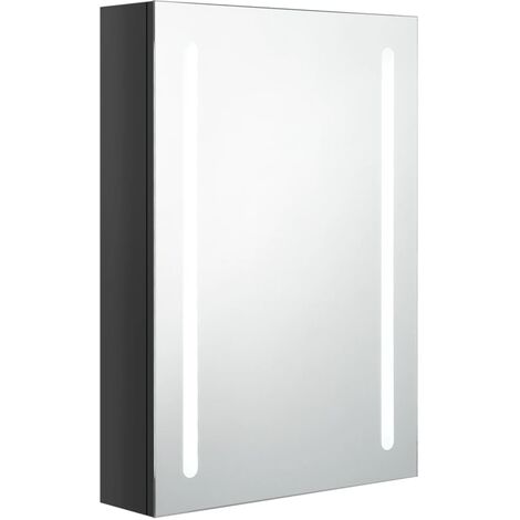Armoire de salle de bain à miroir LED Noir brillant 50x13x70 cm 2 (1/5)