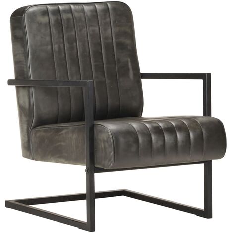 Fauteuil cantilever Gris Cuir véritable (1/5)