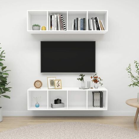 Meubles TV muraux 2 pcs Blanc (1/5)