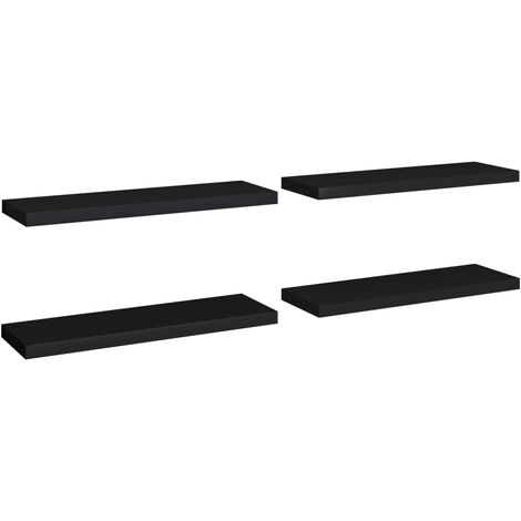 Étagères murales flottantes 4 pcs Noir 80x23,5x3,8 MDF (1/5)