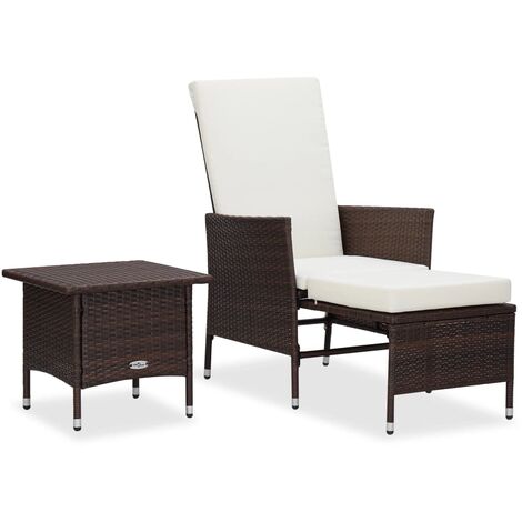 Salon de jardin 2 pcs avec coussins Résine tressée Marron 3 (1/5)