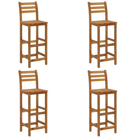 Chaise de bar bois massif clair Poka - Lot de 4 (1/5)