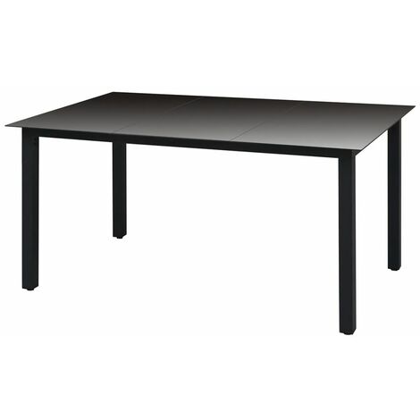 Table de jardin Noir 150 x 90x74 Aluminium et verre (1/3)
