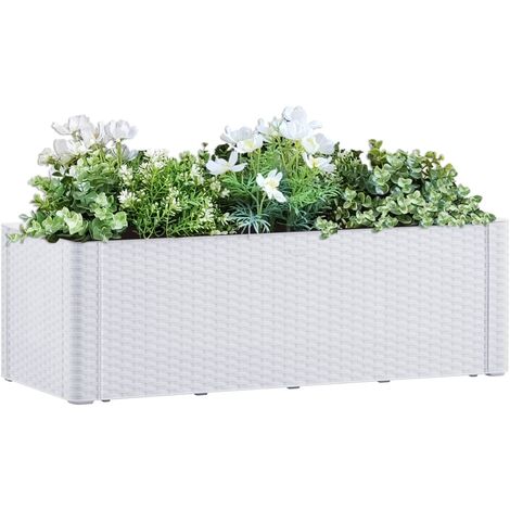 Lit surélevé de jardin et système d'arrosage Blanc 100x43x33 cm (1/5)