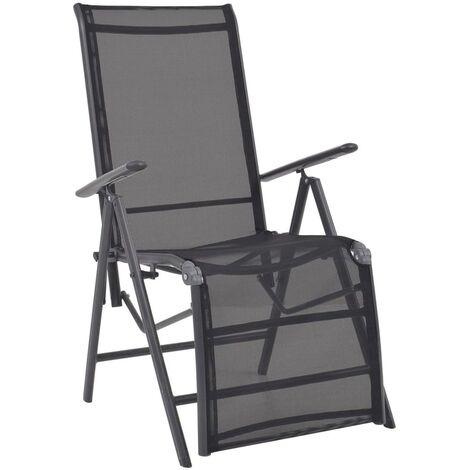 Chaise inclinable de terrasse Aluminium et textilène Noir (1/5)