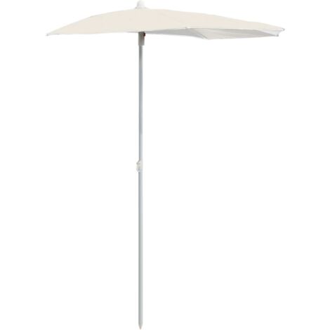 Demi-parasol de jardin avec mât 180x90 Sable