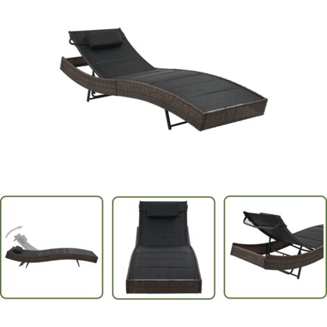 Chaise longue Résine tressée et textilène Marron (1/5)