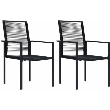 Chaises de jardin 2 pcs Rotin PVC Noir (1/5)