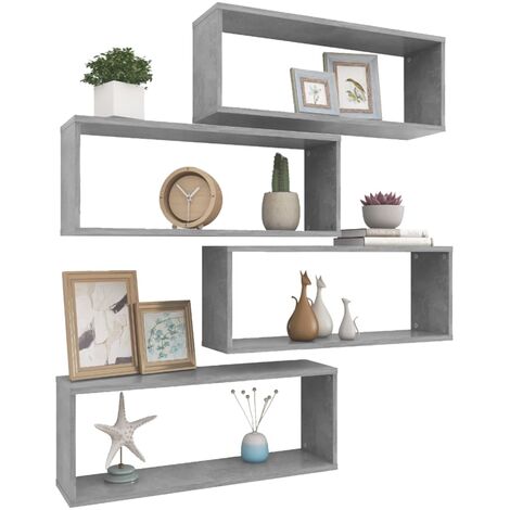 Étagères cube murales 4 pcs Gris béton 60x15x23 (1/5)