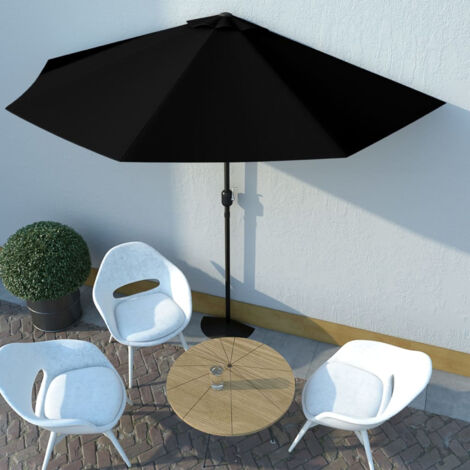 Balcon de parapluie Polaire en aluminium 300x150x253 cm en deux couleurs différentes Parasol de balcon avec mât en aluminium Noir 300x150x253cm Demi Couleur : NOIR