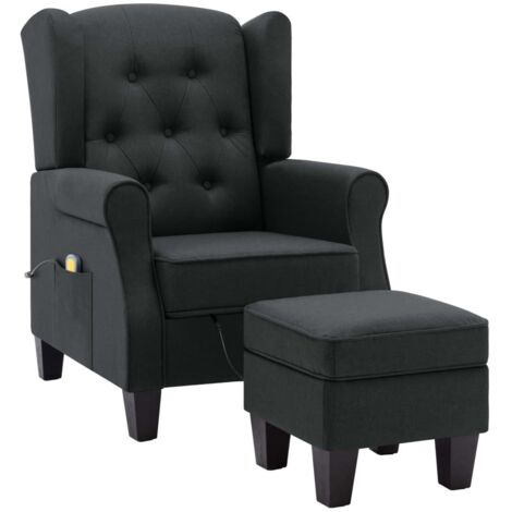 Fauteuil de massage avec repose-pied Gris foncé Tissu 2 (1/5)