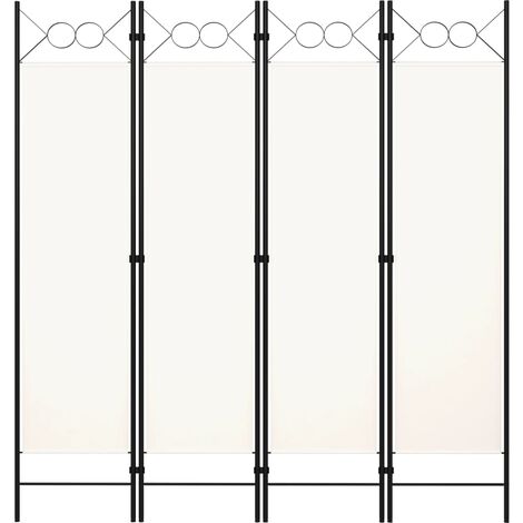 Cloison de séparation 4 panneaux Blanc crème 160x180 (1/5)