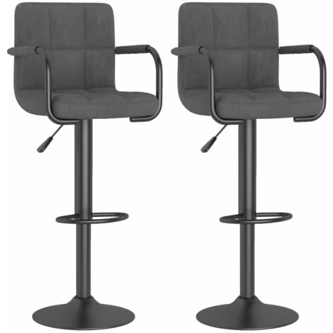 Tabourets de bar design avec accoudoir velours gris foncé Konfa - Lot de 2 (1/5)