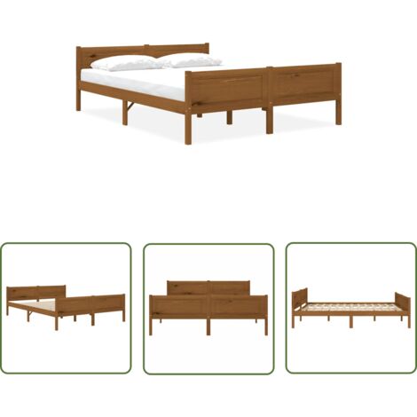 Lit Bois de pin massif Marron miel 140x200 (1/5)