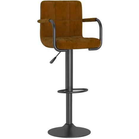 Tabourets de bar design avec accoudoir velours marron Konfa (1/5)