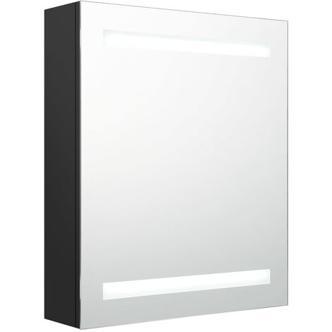Armoire de salle de bain à miroir LED Noir 50x14x60 (1/5)