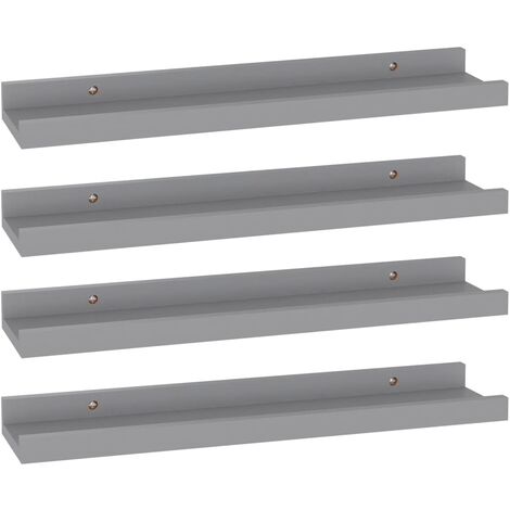 Étagères murales 4 pcs Gris 40x9x3 (1/5)