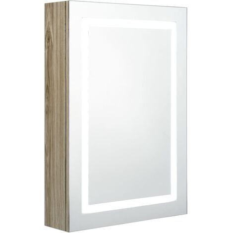 Armoire de salle de bain à miroir LED Chêne 50x13x70 (1/5)