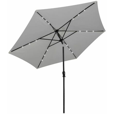 Parasol en porte-à-faux avec LED 3 m Blanc sable (1/5)