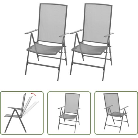 Chaises empilables de jardin 2 pcs Acier Gris 2 (1/5)