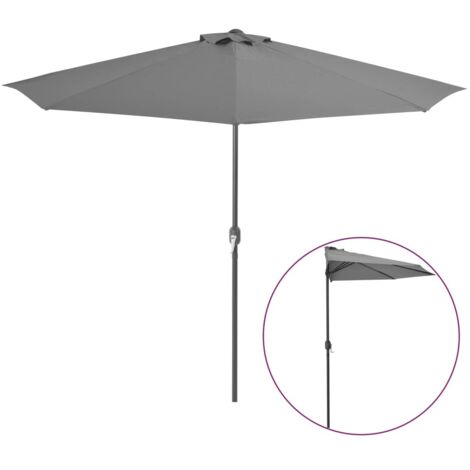Parasol de balcon et mât en aluminium Anthracite 300x150 Demi